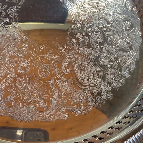 Set of 2 Newport by Gorham Silver plated 10” Serving  Trays Platters - Picture 10 of 16